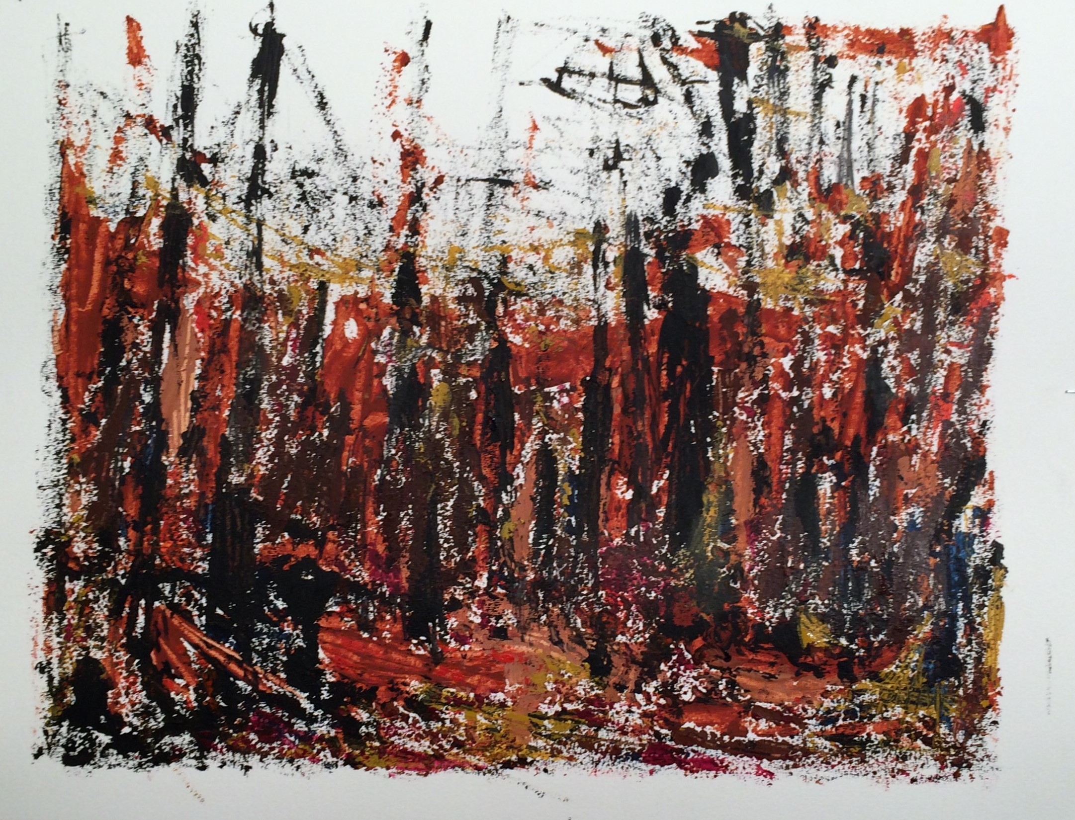 N° 2383 - Forêt - Acrylique et pigments sur papier - 50 x 65 cm - 24 avril 2016